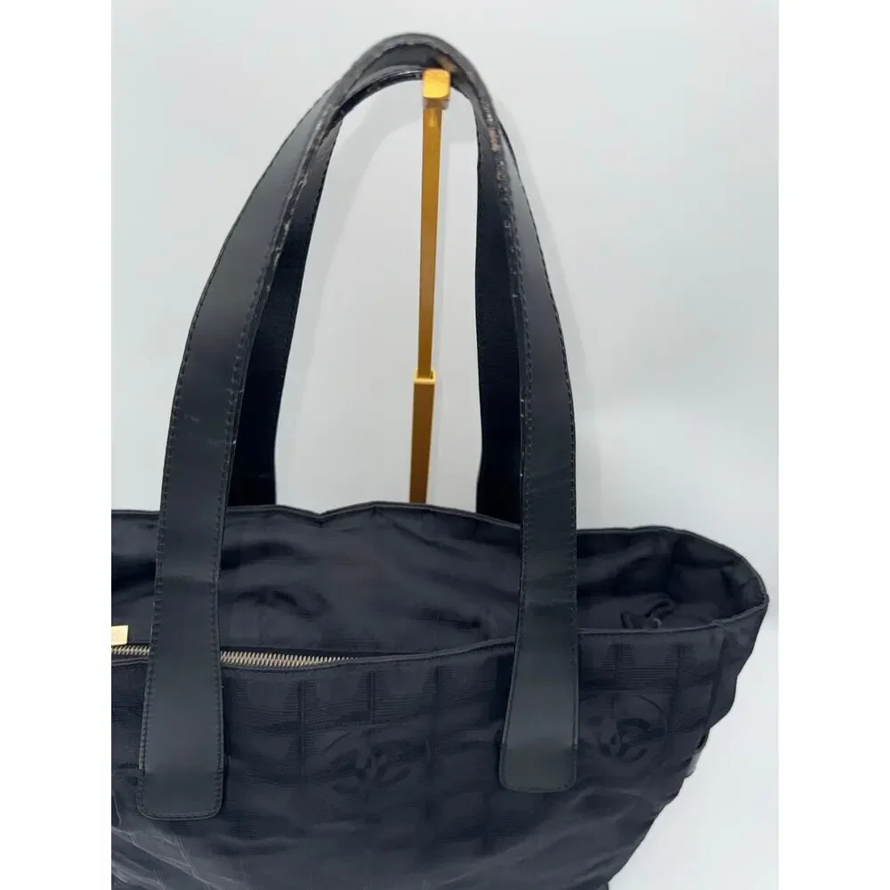 Chanel New Travel Line GM Tote Navy Blue CC Jacquard Bag Rare 8262233